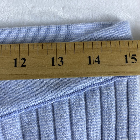 Aerie Groove On Knit Pants Sz L Blue Ribbed High Waisted Flared Lounge - Picture 7 of 9